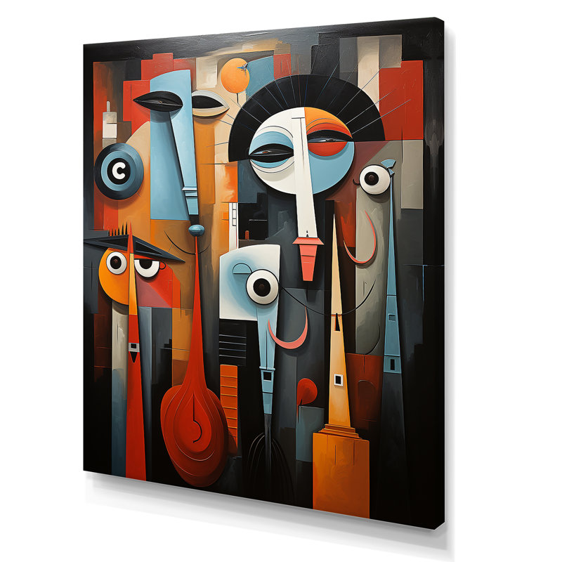 «Music Performance Cubist Portrait IV - Theatre», art mural, Toile tendue, H 32 po x l 24 po