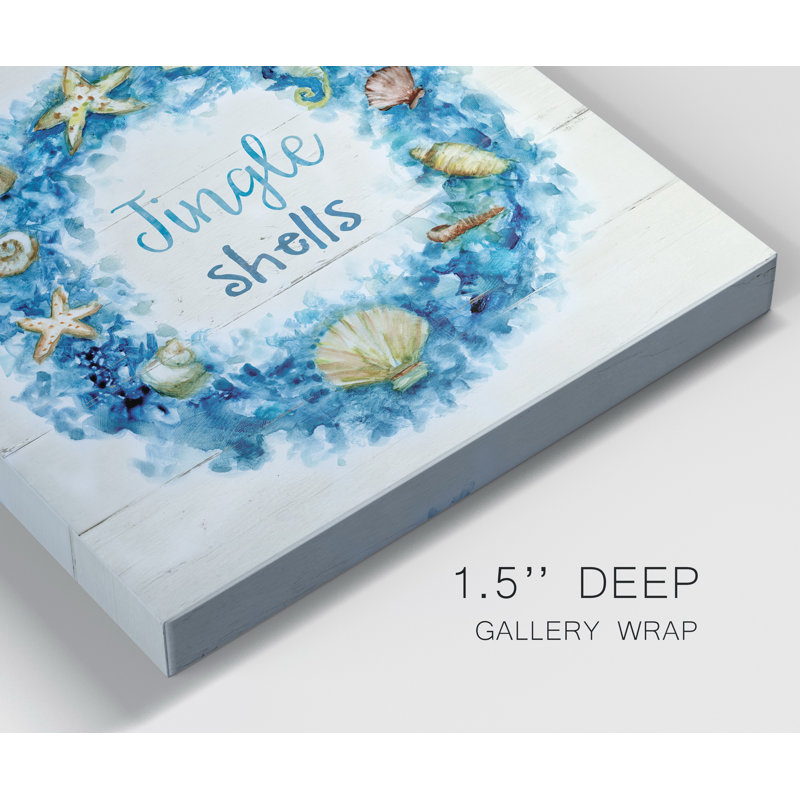 «Jingle Shells Wreath», reproduction d'art textuel sur toile tendue, H 16 po x l 16 po x P 1 po