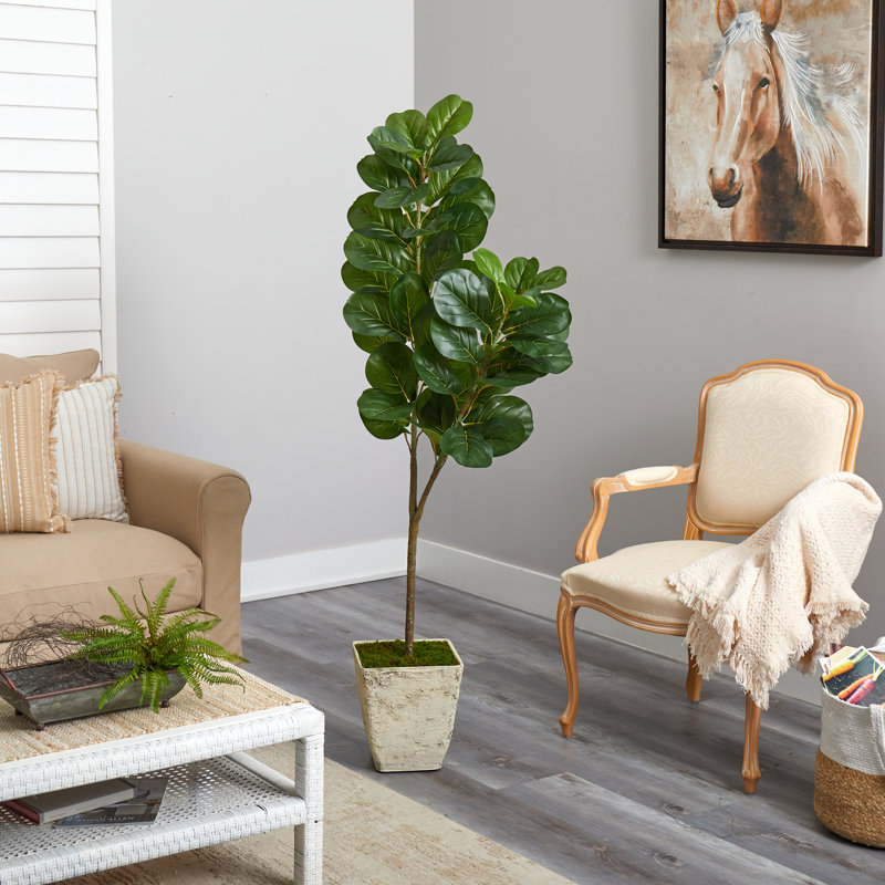 66'' Faux Fiddle Leaf Fig Tree in Planter