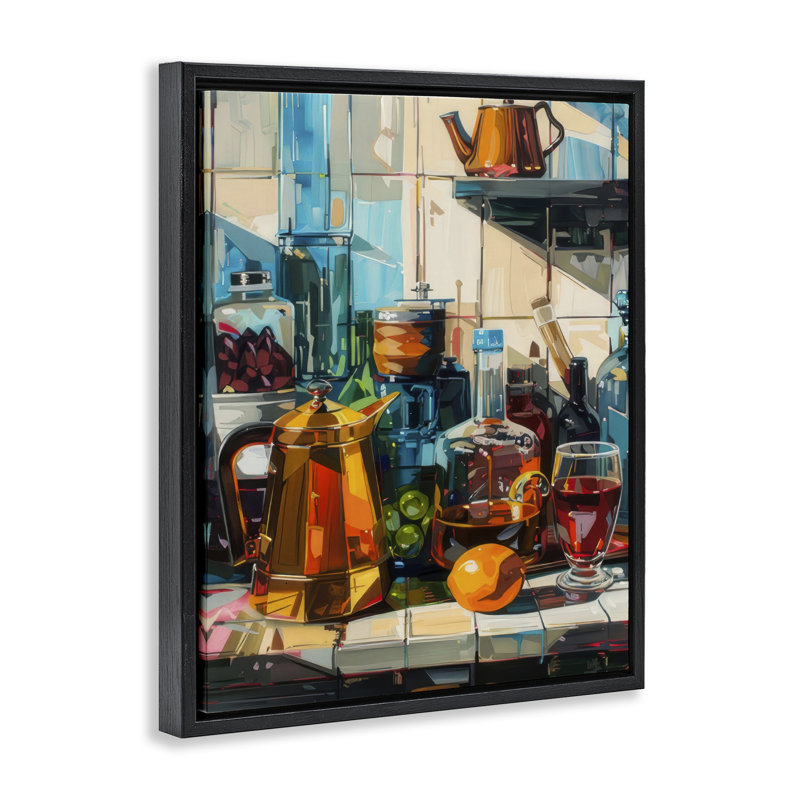  Kitchen Counter Cocktails Canvas Wall Art by LSR Design Studio, Cadre flottant noir de jais, H 21 po x l 17 po
