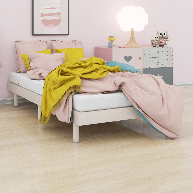 Base de lit plateforme flottante de conception moderne, Twin, Blanchies