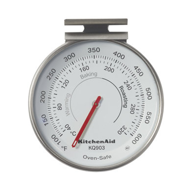 Kitchenaid 3-In Analog Dial Oven/Appliance Thermometer, TEMPERATURE RANGE: 100F To 600F, Stainless Steel