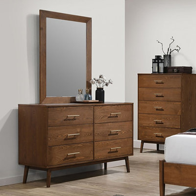 Commode 6 tiroirs avec miroir Laongstaf