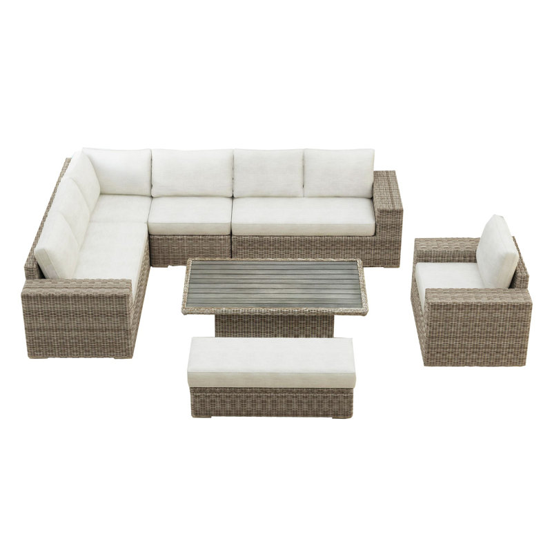 Ensemble de conversion Picket House Furnishings 6PC en beige naturel et oléfine avec repose-pieds Flora