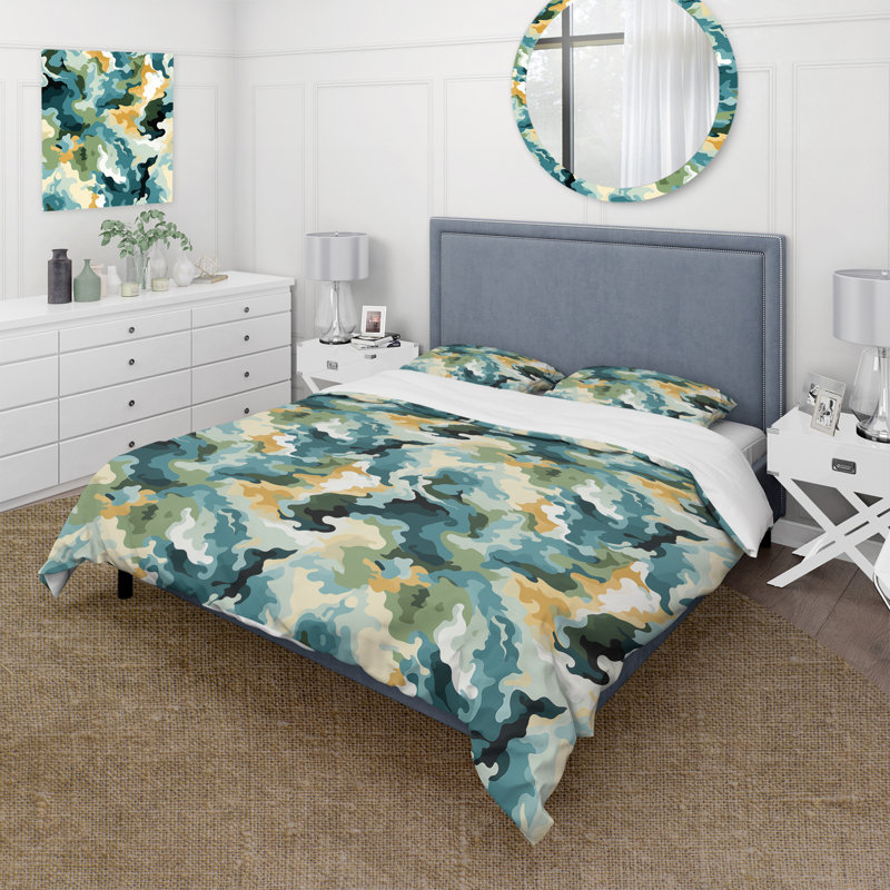 Ensemble de housse de couette Aritistic Green And Blue Camouflage - Camouflage