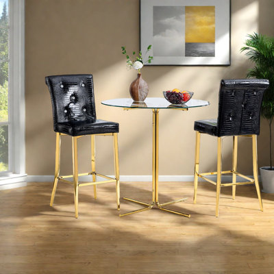 Ensemble de table de salle à manger moderne (doit inclure la table et la chaise), ensemble de bar en verre et en métal pour petite cuisine
