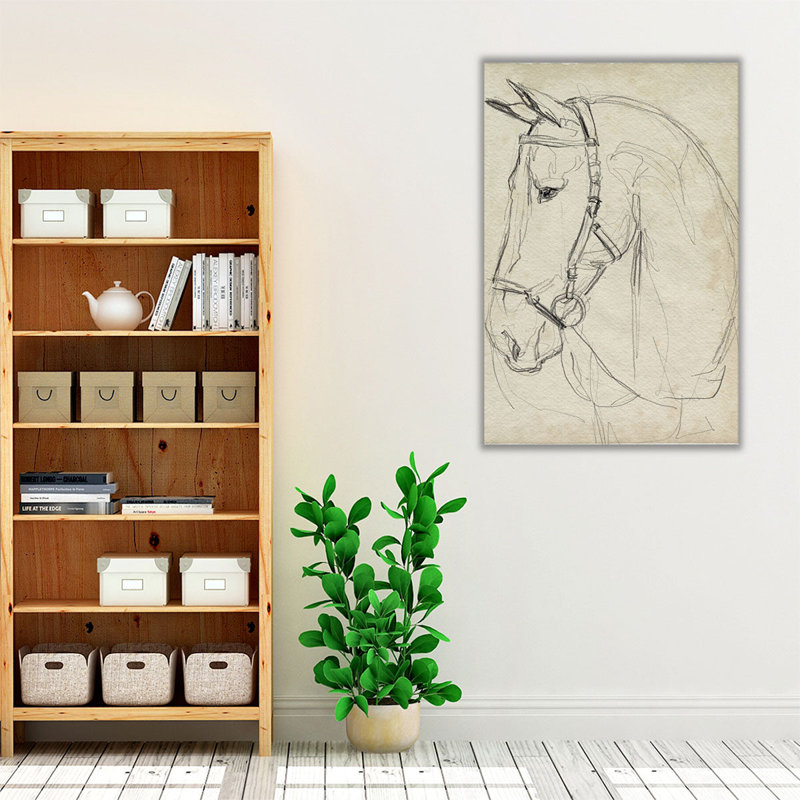 «Horse in Bridle S croquis II», reproduction d'art sur toile, H 30 po x l 20 po