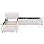 Lit plateforme simple tapissier avec lit gigogne et bureau, lit en L