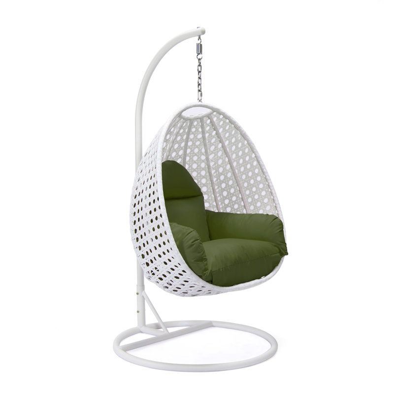 Balancelle d'extérieur pour 1 personne avec support Brookstonval, support pour œuf suspendu en osier tissé à la main, structure en fer résistant aux rayons UV, méridienne de patio rembourrée pour porche, jardin, balcon et cour arrière