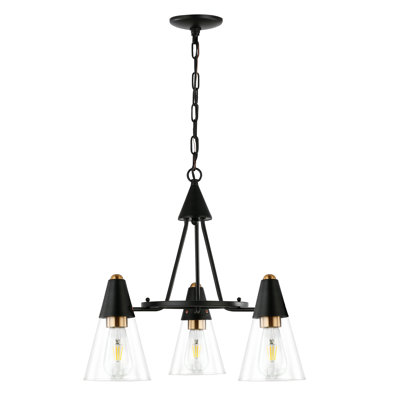 3 - Light Dimmable Wagon Wheel Chandelier