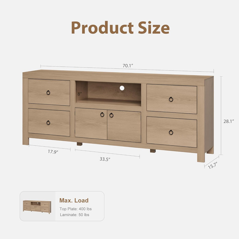 Unfinished TV Stand for TVs up to 78" with Fireplace Included