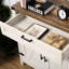 Buffet blanc avec portes de grange et design fonctionnel - Rangement réglable rustique
