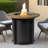 30" Propane Gas Fire Pit Table, 50000 BTU Round Steel Fire Pit With Imitation Wood Grain Finish For Outside Patio Deck Garden Backyard- Black