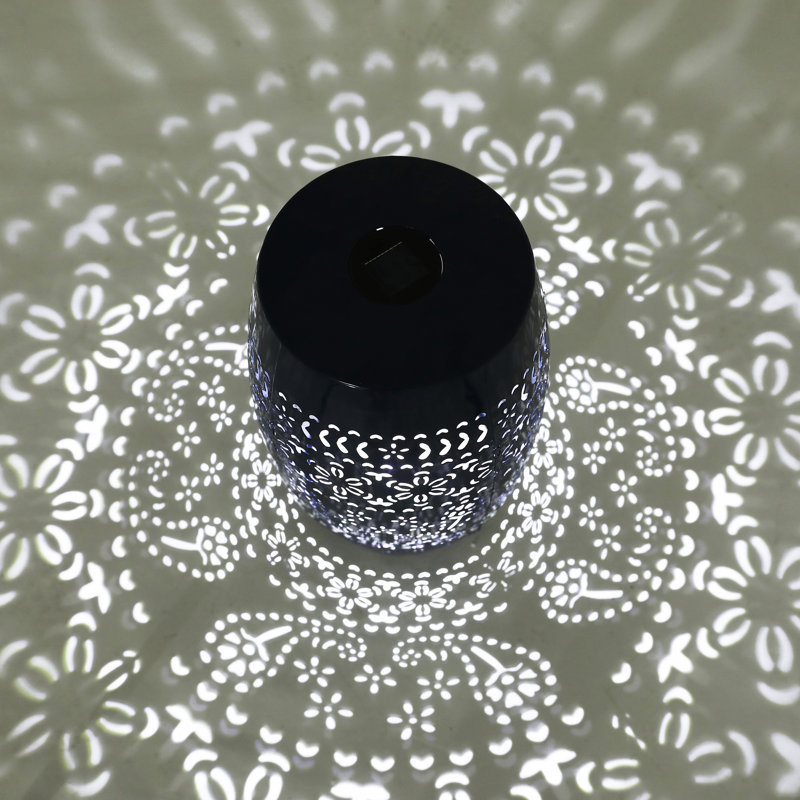 Lumi Solar-Lighted Iron Side Table, Dark Blue