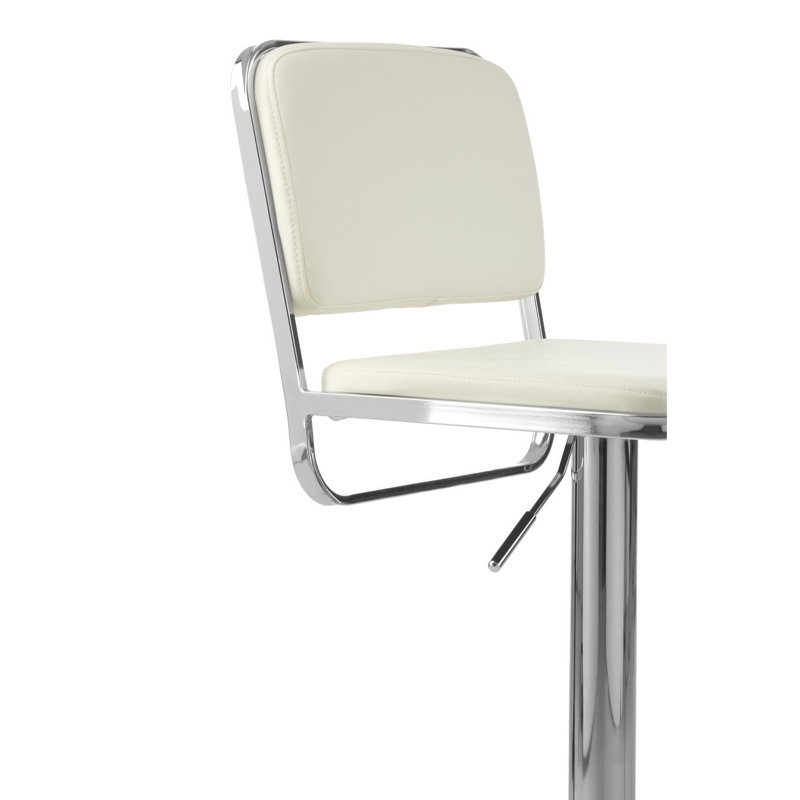 Sallisaw Swivel Upholstered Adjustable Height Counter Stool with Metal Frame, White