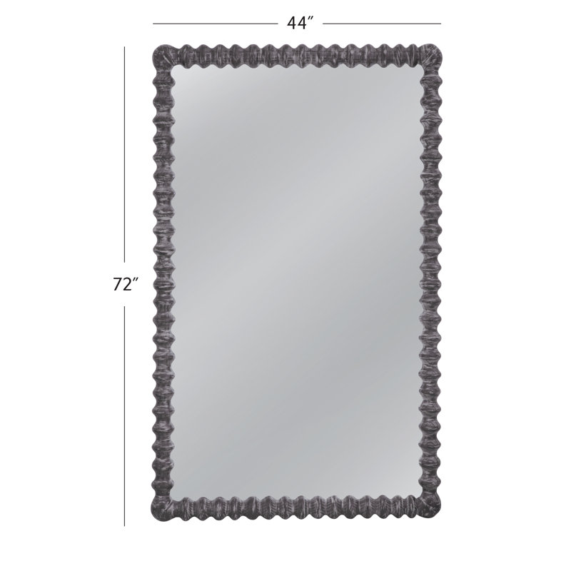 Gray Rubberwood Classic Rectangular Floor Mirror