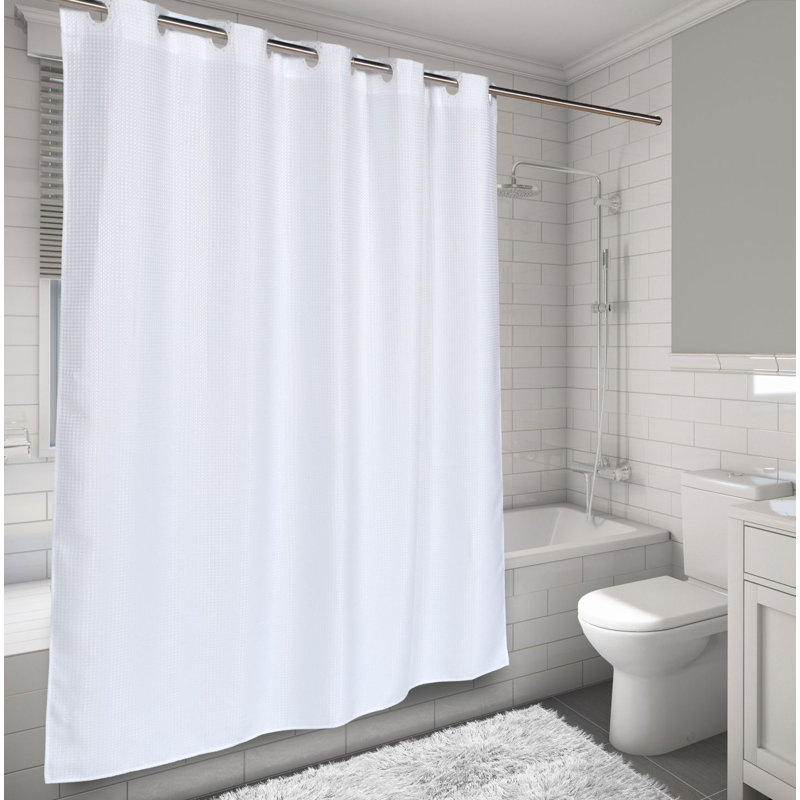 Maplewood Vinyl Solid Colour Shower Curtain, White, 75" H x 70" W