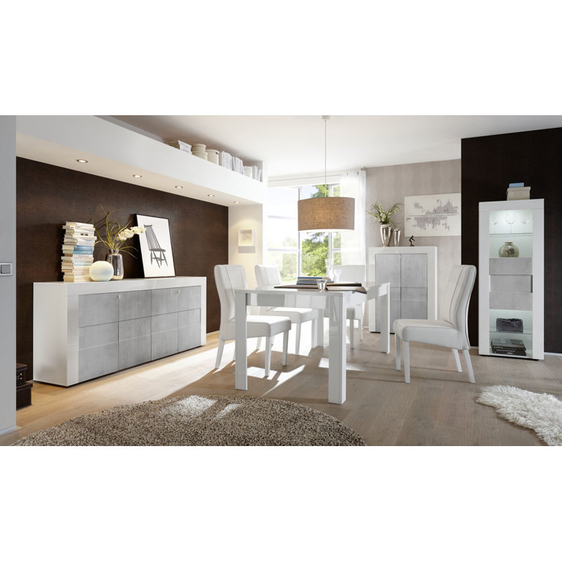 Raheel Display Cabinet, White Gloss/Concrete Grey