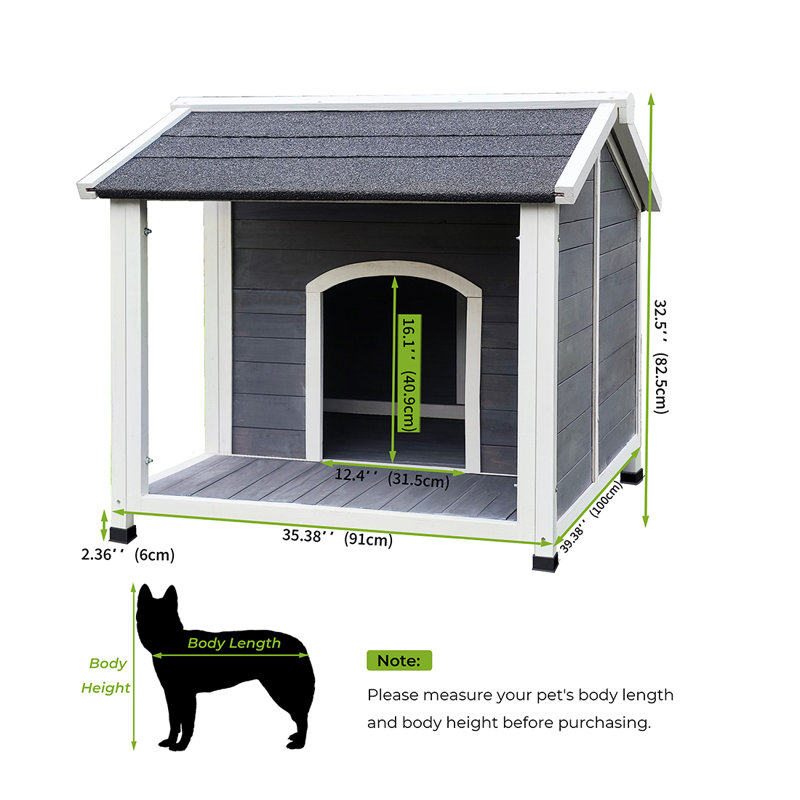 Niche pour chien d'extérieur en bois pour chien de taille moyenne - chenil imperméable et coupe-vent avec porche, abri pour chien facile à assembler