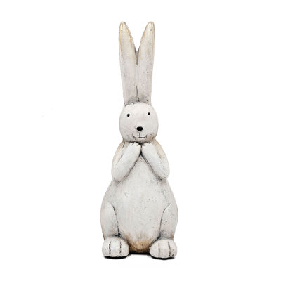 Textured White Magnesium Bunny Rabbit with Subtle Gold Details