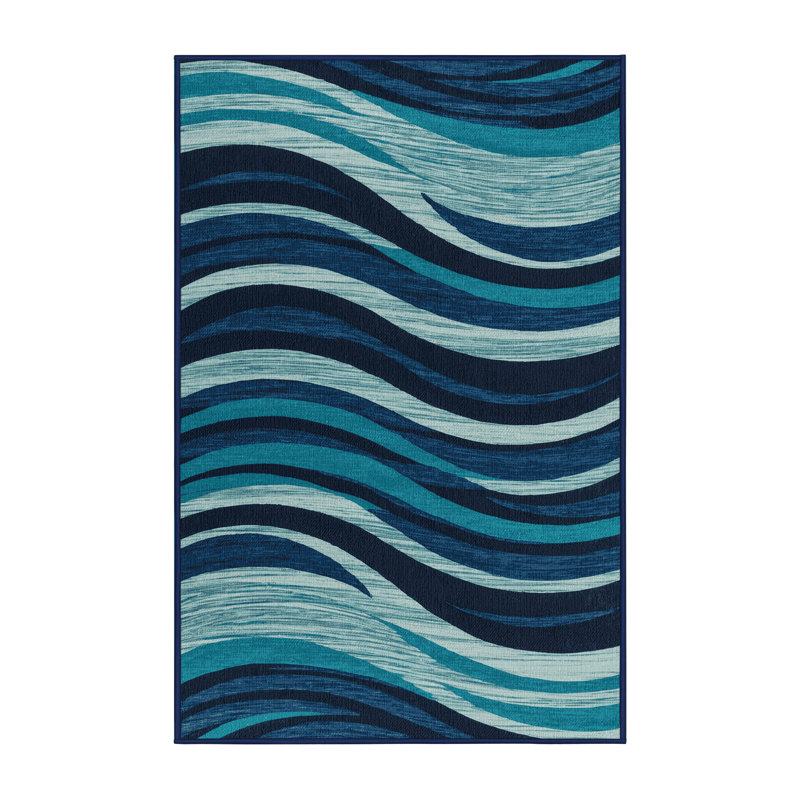 Washable Ocean Blues Hawaiian Area Rug, Tapis de couloir 2 pi x 5 pi