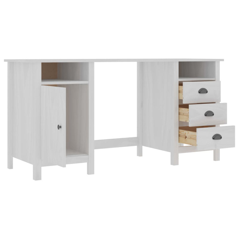Miceli Hill Range Computer Desk, White, White