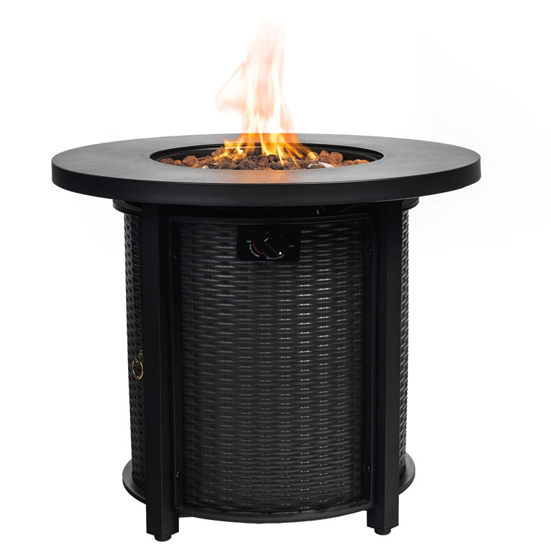30Inch Propane Fire Pit, 40000Btu, Approved Steel Frame 40000Btu Table, 30Inch, Stainless Garden, Black