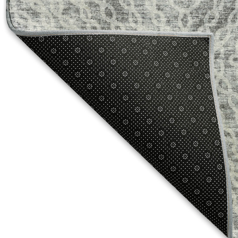 Premium Machine Washable Mayfield AMF74 Geometric Rug, 8' Round, Ash