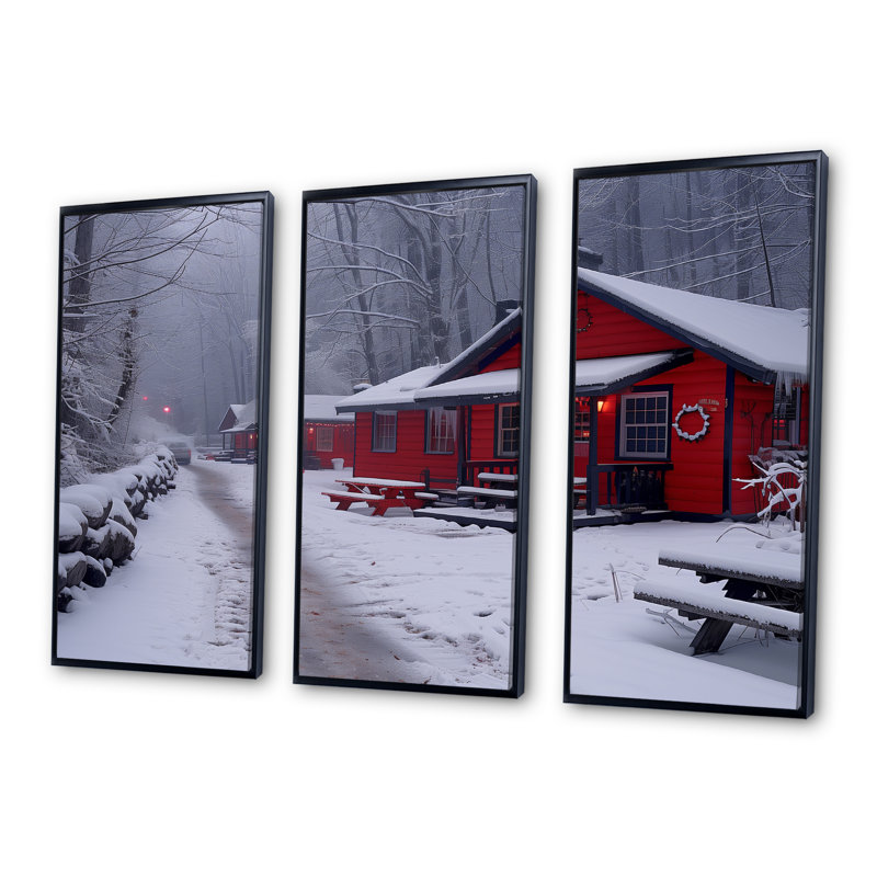 Winter Hotel Cozy Chalet II - Ensemble de décoration murale hôtels et lodges, H 28 po x l 36 po x P 1 po