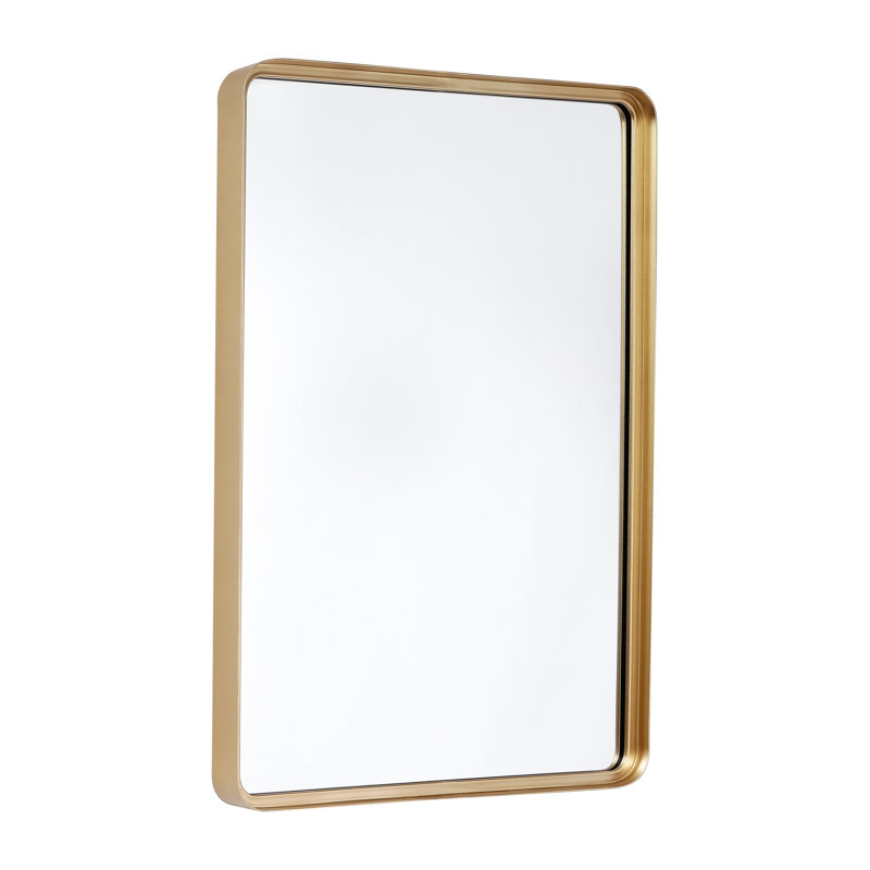 Jonis Wall Mount Shatterproof Wall Mirror with Metal Frame, Gold, 36" x 24"