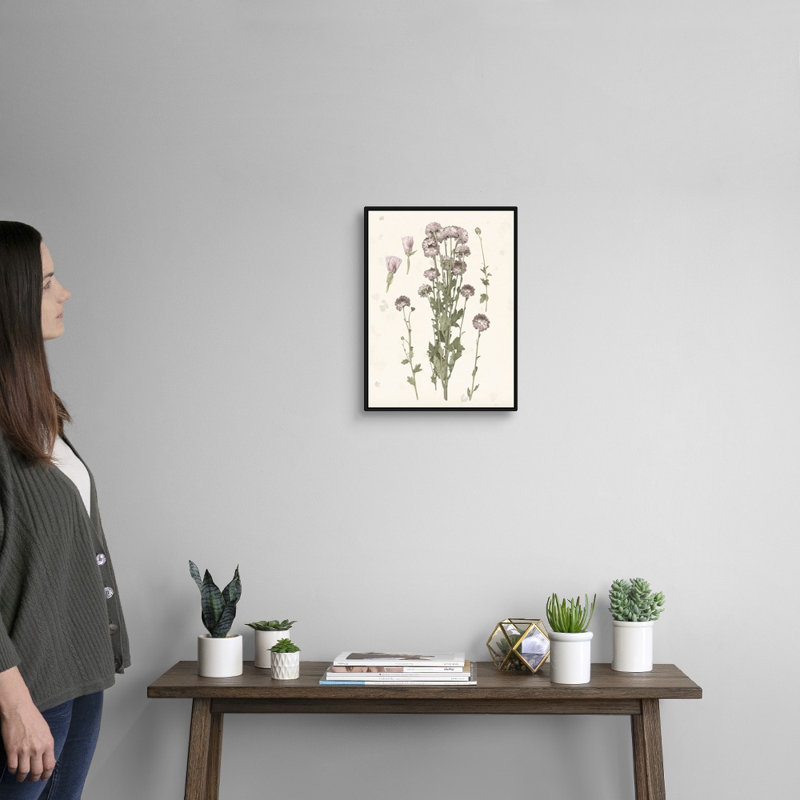 Pressed Blooms I, art mural sur toile, Toile avec cadre noir, H 16 po x l 12 po x P 2 po