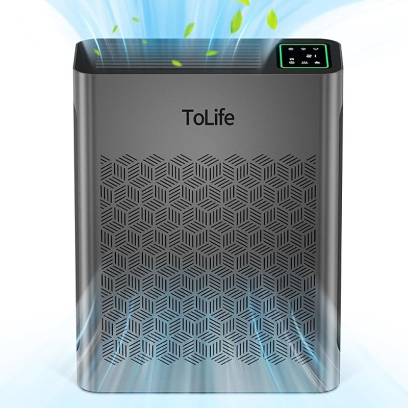 Tolife Air Purifiers For Home Large Room Up To 1095 Ft² With PM 2.5 Display Air Quality Sensor, Auto Mode, Timer, HEPA Air Purifier For Bedroom Filters Smoke, Pollen, Pet Dander, Allergies