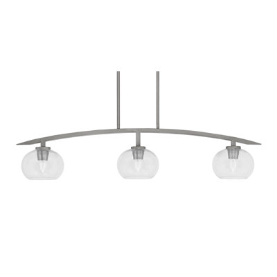 Luminaire pour îlot de cuisine 3 lumières kurve au fini graphite avec verre de 7 po