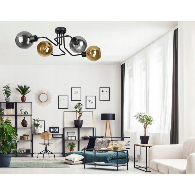 Sargat Glass Semi Flush Mount, Aluminium/Honey