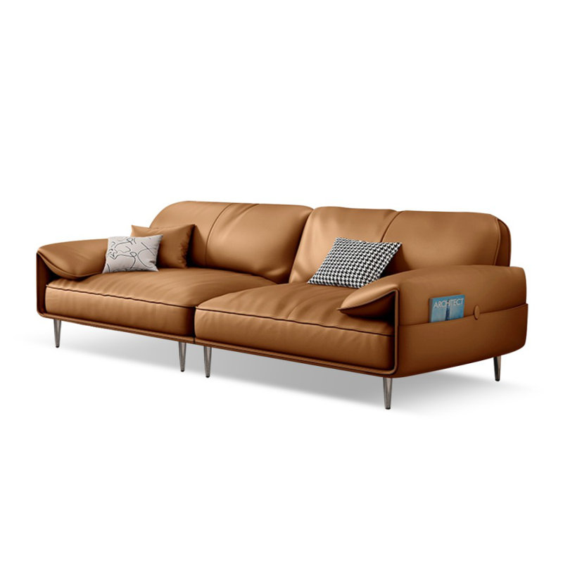 Coussin modulaire en cuir véritable, Brun, H 33,86 po x l 94,49 po x P 35,43 po