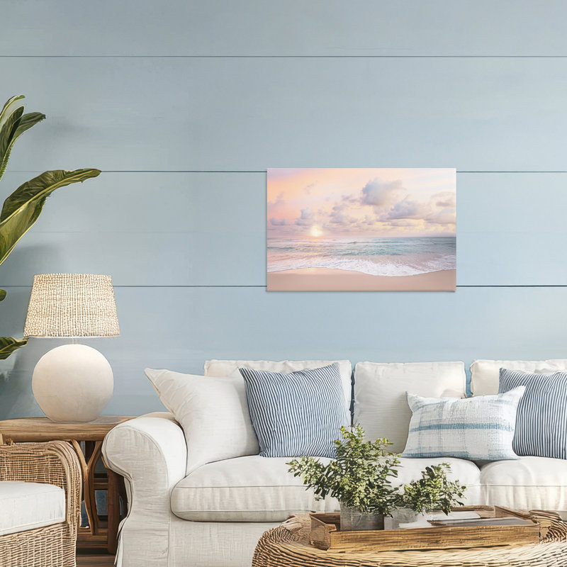 Toile côtière nuageuse, bord de mer, conception par Sissi et Seb, H 24 po x l 36 po
