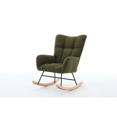 Modern Nursery Rocking Chair Upholstered Glider Chair with High Backrest Rocker Accent Armchair -  George Oliver, AD1BA74626F1455B8A2C3AFE108B44E8