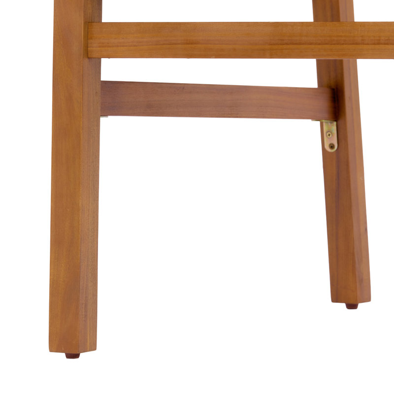 Patio 7-Piece Acacia Wood Dining Set With Slatted Table & Woven Straps, 6, Black Rope/Teak