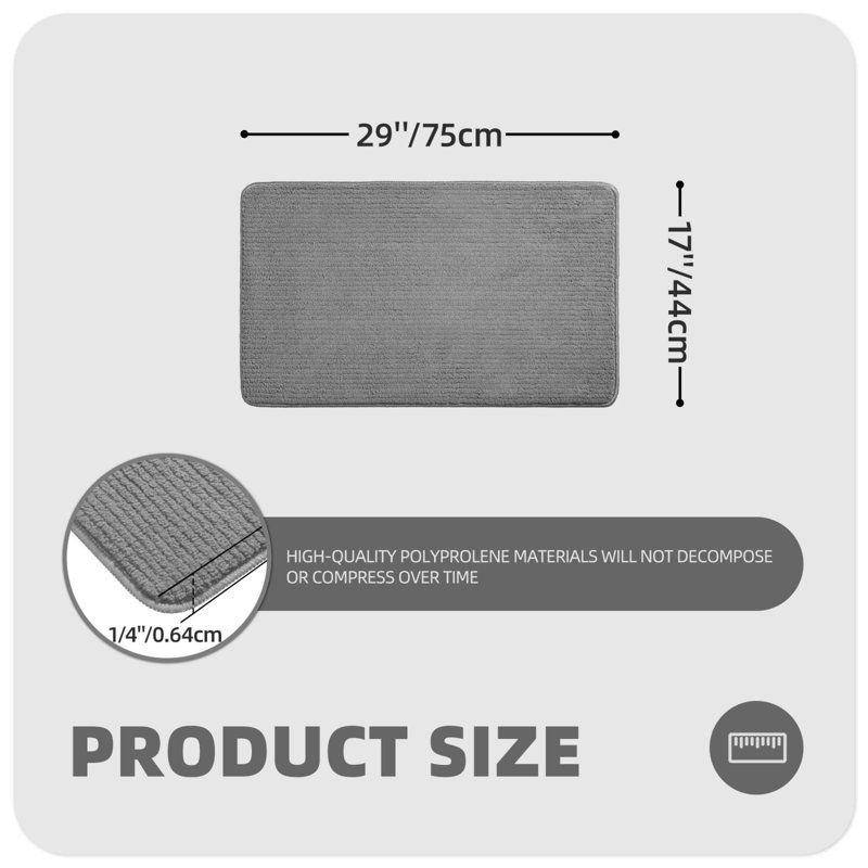 Tapis de cuisine Dawon, Rectangle 2 pi 5 po x 1 pi 5 po, Gris foncé