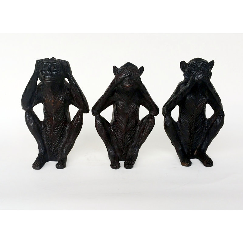 Ensemble de figurine 3 pièces de singe en résine Yamna