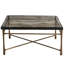 Modern Cirrus 36" Square Cast Glass Top Antique Brass Aluminum Base Cocktail Table