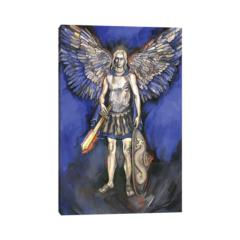 «The Seven Archangels - Archangel Michael» par Fanitsa Petrou - peinture sur toile tendue, H 12 po x l 8 po x P 0,75 po