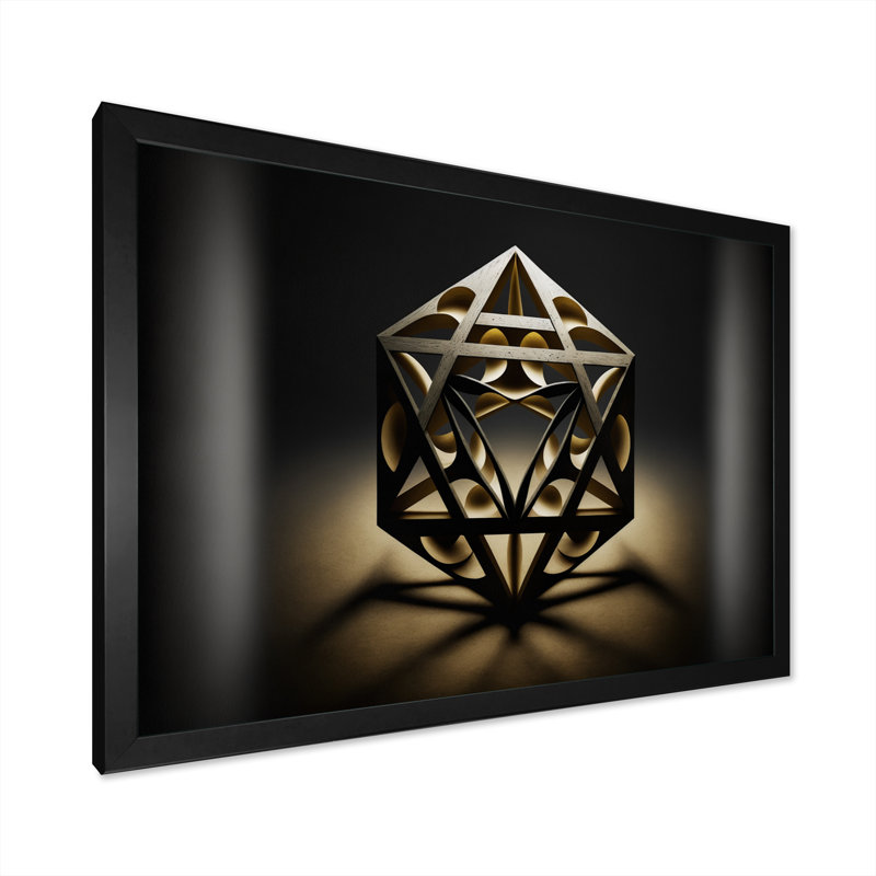 Monochromie sacrée géométrie II - reproduction sur toile, H 24 po x l 32 po x P 1 po, Impression noire sur toile encadrée