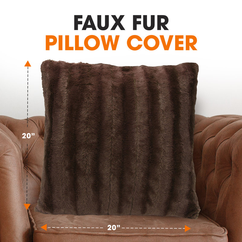 Chocolate Faux Fur 20" x 20" Throw Pillow Cover