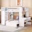 Lit mezzanine en bois mélangé double au-dessus de simple avec garde-robe de bureau, sans sommier blanc nécessaire pour la petite chambre