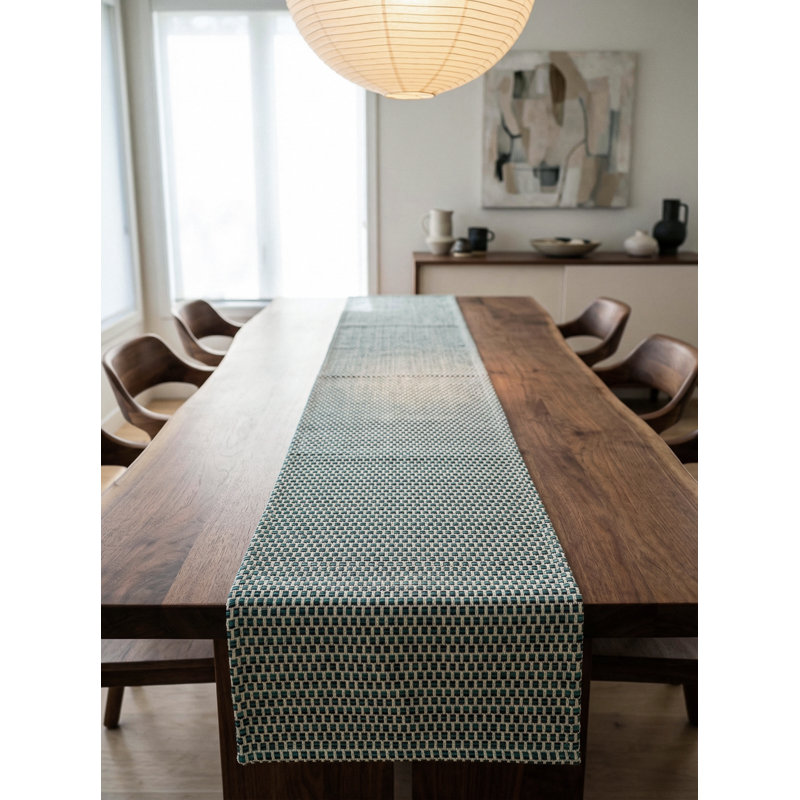 Tropical Teal Compass Line Indoor Outdoor Table Runner 14x72