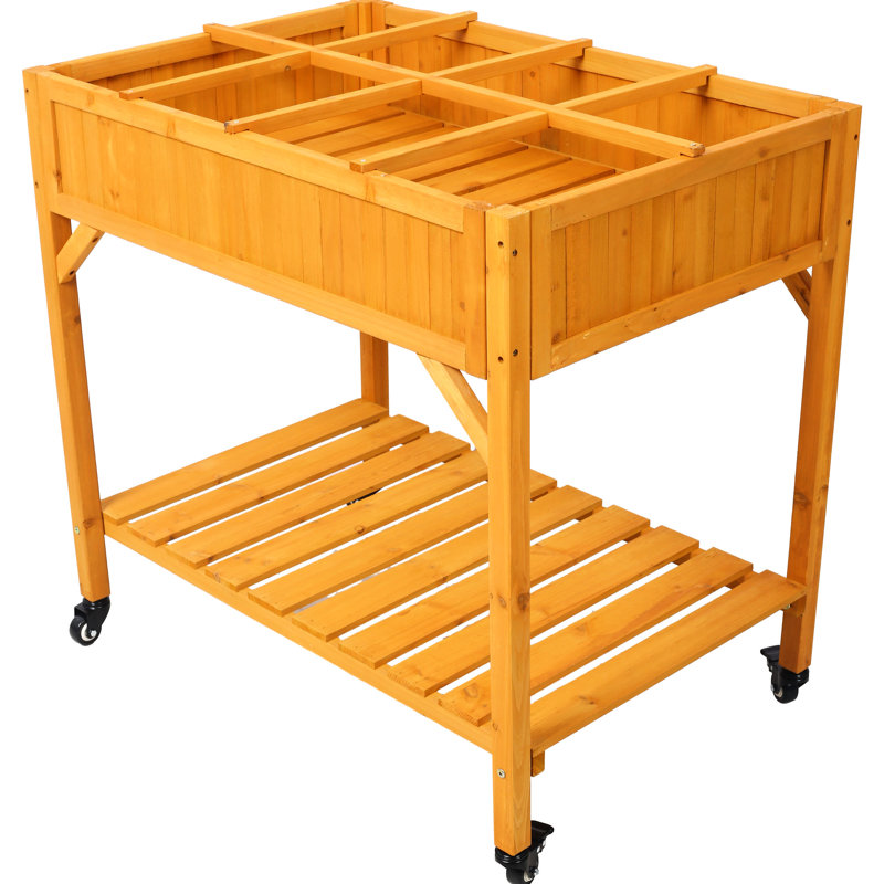 Lit de jardin surélevé surélevé avec conception par l'utilisateur: roues verrouillables mobiles pour jardinière en bois surélevé, tablette de rangement et jardinière personnalisable pour le drainage: pour les herbes, les légumes, les fleurs, les 