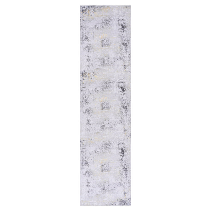 Stain Area Rug For Hallway - Washable, Low-Pile, Exquisite  Gray/Gold, 2'6'' X 10' & Pet Non-Slip, Sweet, Runner 2'6" x 10'