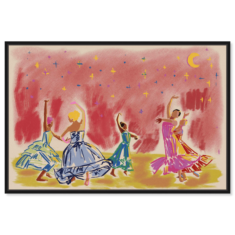 «Dancing under the Moon», reproduction d'art sur toile par Art Remedy, H 11 po x l 16 po, Cadre noir