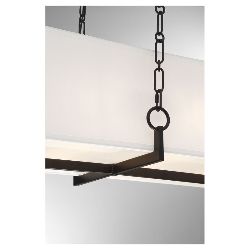Luminaire suspendu linéaire pour îlot de cuisine 8 lumières Mccombs, Lustre linéaire, Noir mat